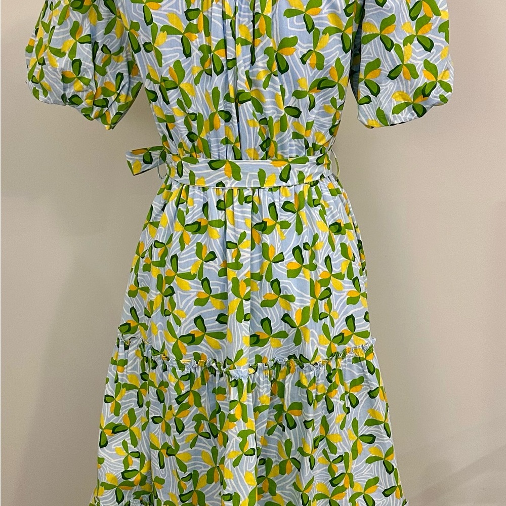 Floral Green and Blue Women's Dress - Picture 3 of 3